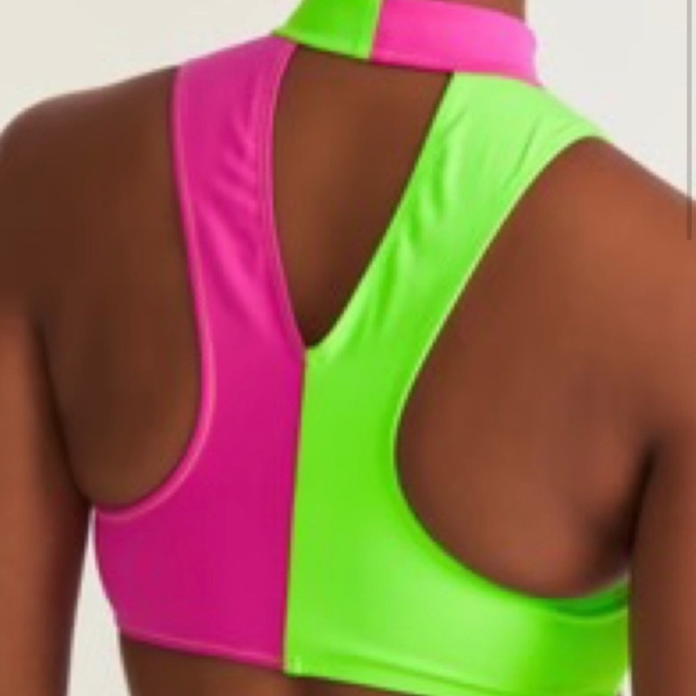LoveShackFancy Neon Pink and Green Swim Skirt - Picture 2 of 6